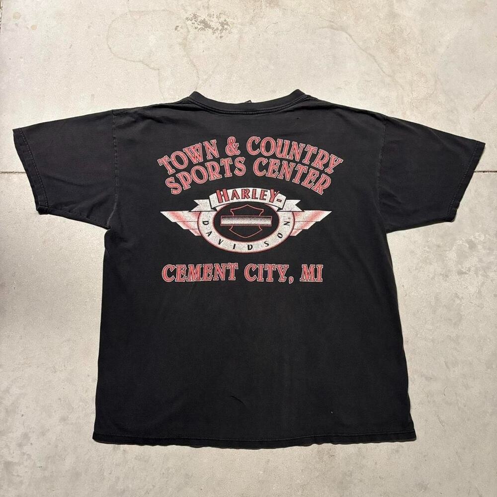 Harley Davidson Shirt Mens Size XL Black VTG Town & Country Biker Motorcylces